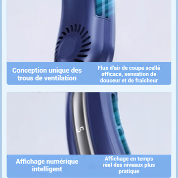 Ventilateur 1200 mah réglage à 5 vitesses avec affichage numérique LED réglable sur deux axes réduction du bruit portable à main
